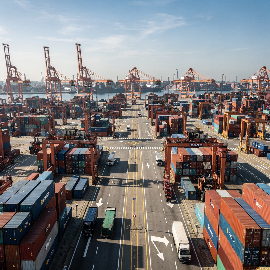 Terminal container equipment dispatch reduces empty driving