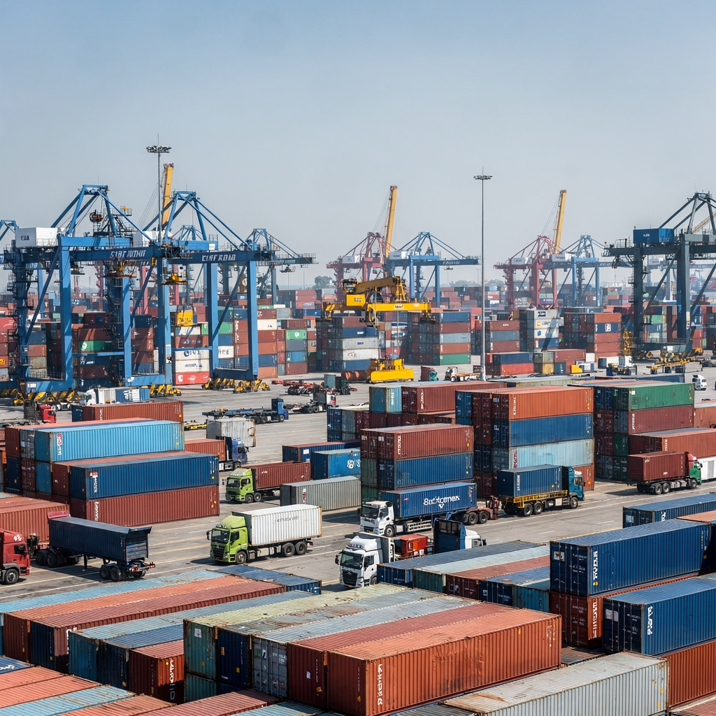 Container terminal optimisation to reduce driving distances