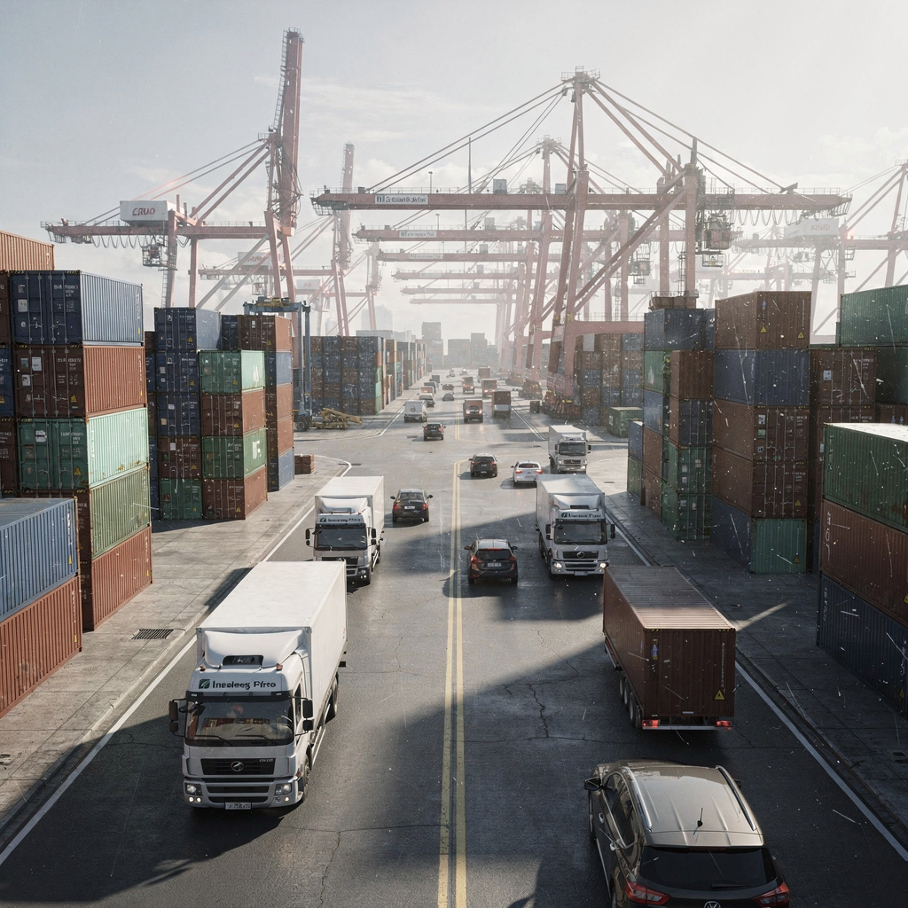 FlexSim container terminal modelling with 3D simulation